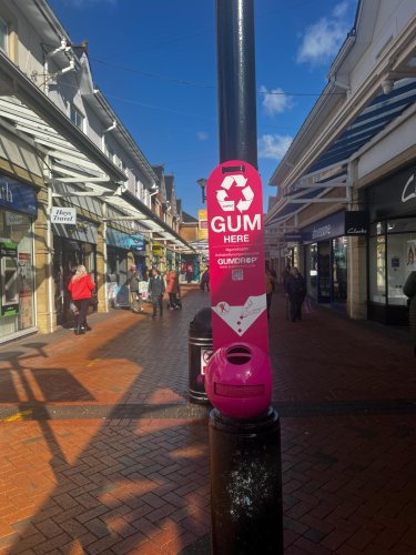 Spot the pink Gumdrop bins at Castle Court!